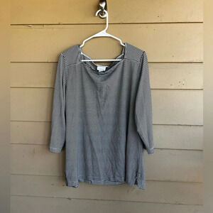 Chico's Striped Modest 3/4 Sleeve Long Sleeve Top - Size 3 (XL)